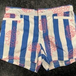 Lilly Pulitzer Girls Shorts with Pink Embroidered Turtles - Girls size 10